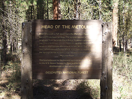 Head of the Metolius Sign